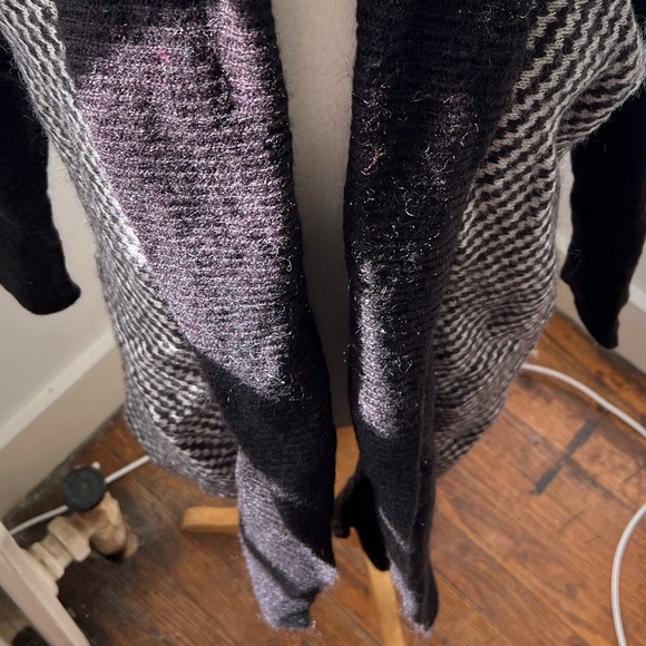 H&M gorgeous cozy long wrap cardigan ribbed shawl collar diagonal striped - Picture 7 of 9